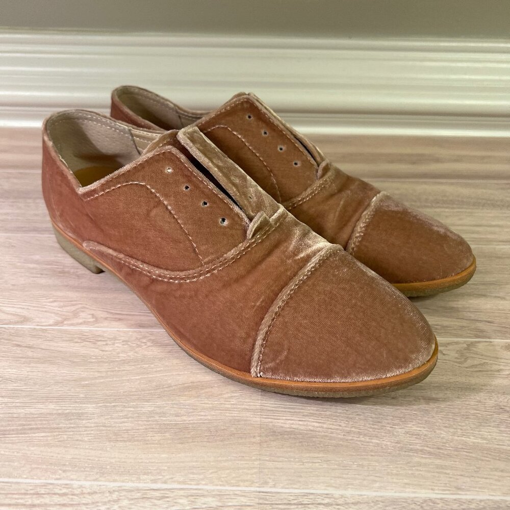Dolce Vita Dusty Rose Pink Velvet Laceless Oxford Shoes, Women Size 8